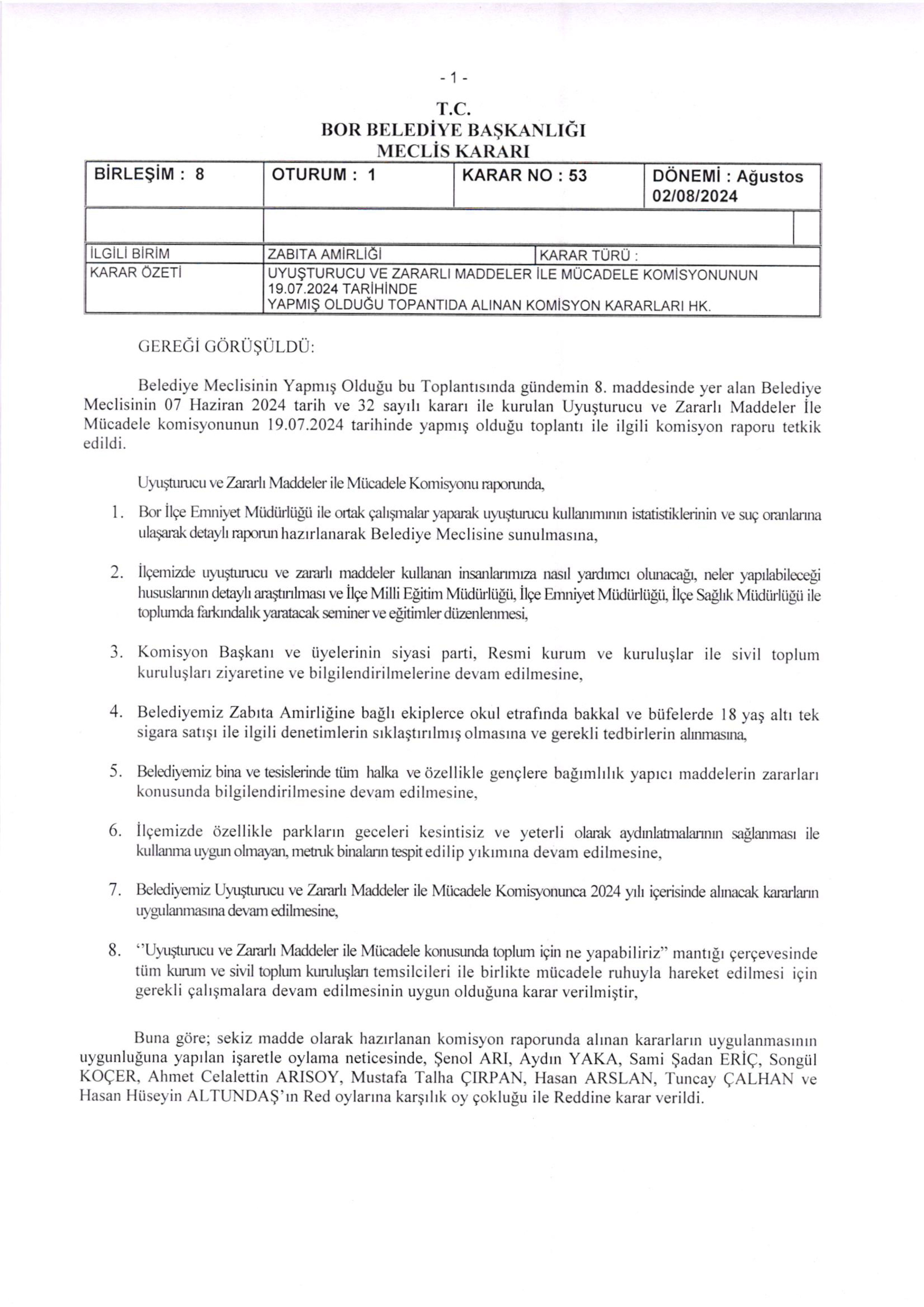 M E C L İ S T O P L A N T I S I U Y U Ş T T U R U