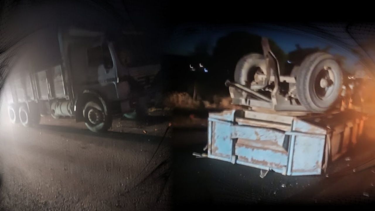 Kamyon traktöre arkadan çarptı: 1 ağır yaralı