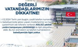 Niğde ve Bor  Belediyelerinden Dolandırıcılık Uyarısı