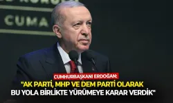 Erdoğan: Ak Parti,  MHP ve DEM olarak bu yolu üçlü yürümeye karar verdik