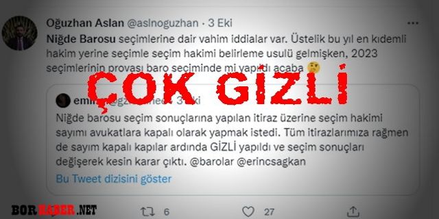 Niğde Barosu Seçimlerinde “GİZLİ SAYIM” Şaibesi