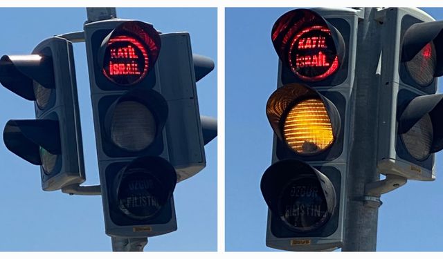 Niğde’de Trafik Işıklarında “Katil İsrail” ve “Özgür Filistin” Yazıları Dikkat Çekti