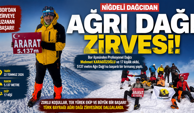 Ağrı Dağı’nda Borlu Dağcıdan Zirve Başarısı