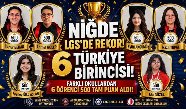 Niğde LGS’de Zirvede: 6 Öğrenci Türkiye Birincisi