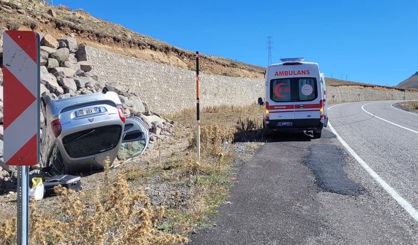 Çiftlik dağ yolunda takla atan otomobilde 1 kişi yaralandı