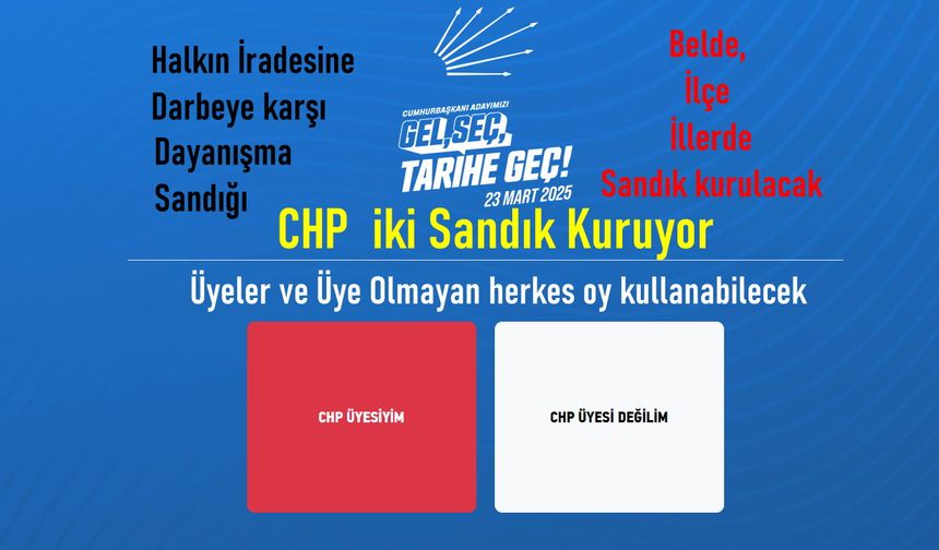 CHP Üyeleri için ve üye olmayan vatandaşlar içinde sandık kuracak.