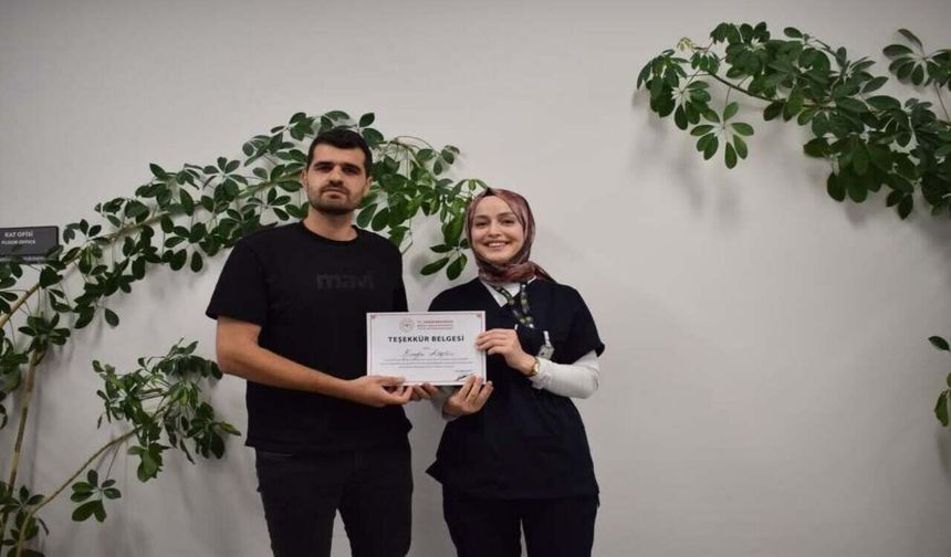 Ağız ve Diş Sağlığı Hastanesi'nde Özverili Personele Teşekkür Belgesi