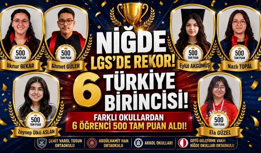 Niğde LGS’de Zirvede: 6 Öğrenci Türkiye Birincisi